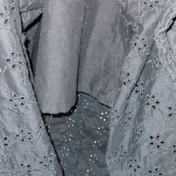 Mango Black Open Work Eyelet Halter with Ruffle Hem Dress - Picture 9 of 12